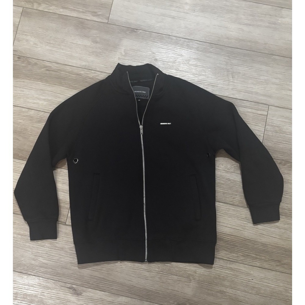 Members Only Fleece Jacket/ Sweatshirt in Black Size Medium Cotton Blend
